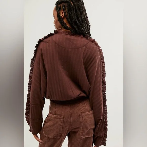 NWT Free People More Romance Top in Cocoa Mocha Size XS and Small - Picture 2 of 9